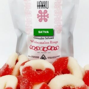 Hakku Watermelon Rings (sativa) 1000mg THC Cannabis infused gummies